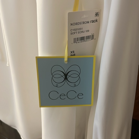 Cece Women's White Long Sleeve Blouse W/ Neck Tie - Picture 4 of 5